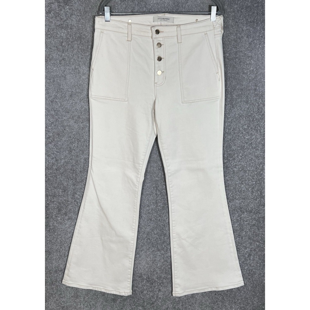 Liverpool Hannah Flare Button Fly Jeans Womens Size 12/31 Seaside Dunes Stretch